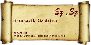 Szurcsik Szabina névjegykártya